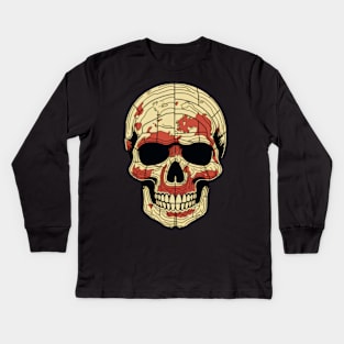 Skull with map Kids Long Sleeve T-Shirt